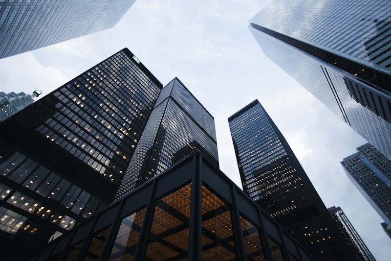 Modern commercial campus buildings requiring outdoor wireless network coverage