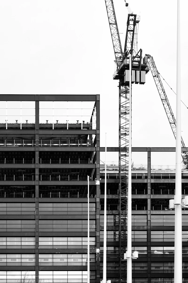 Construction site showing building structure for pre-construction IT planning