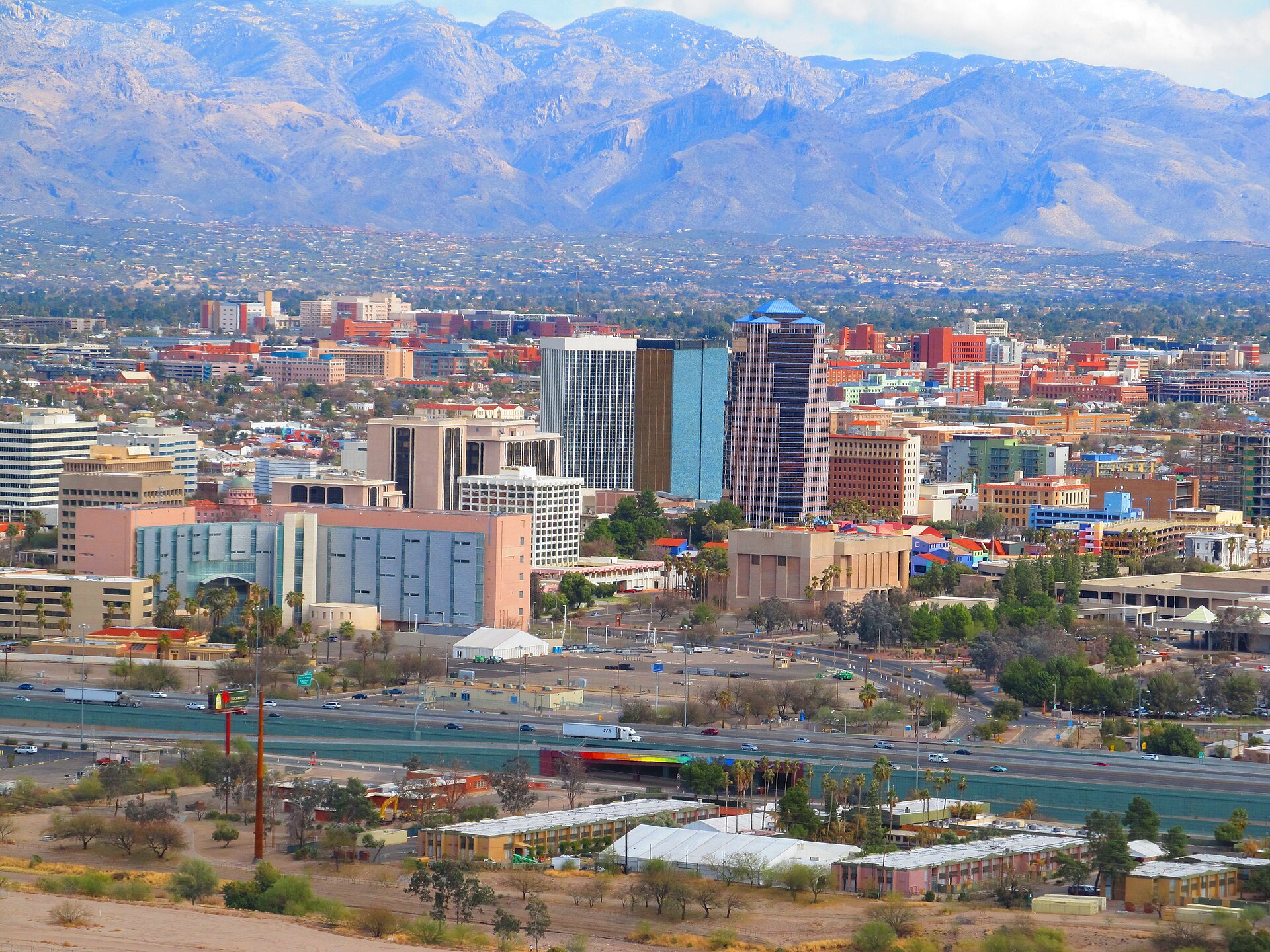Downtown Tucson skyline viewed from Sentinel Peak