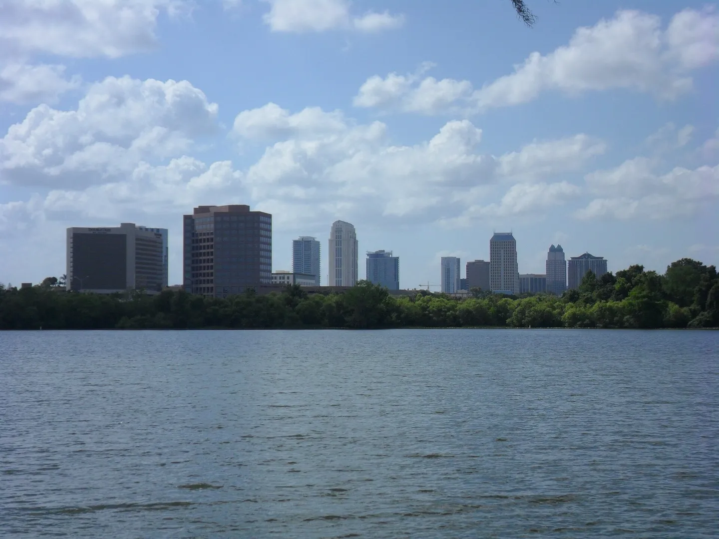 Downtown Orlando skyline viewed across Lake Ivanhoe, looking southeast