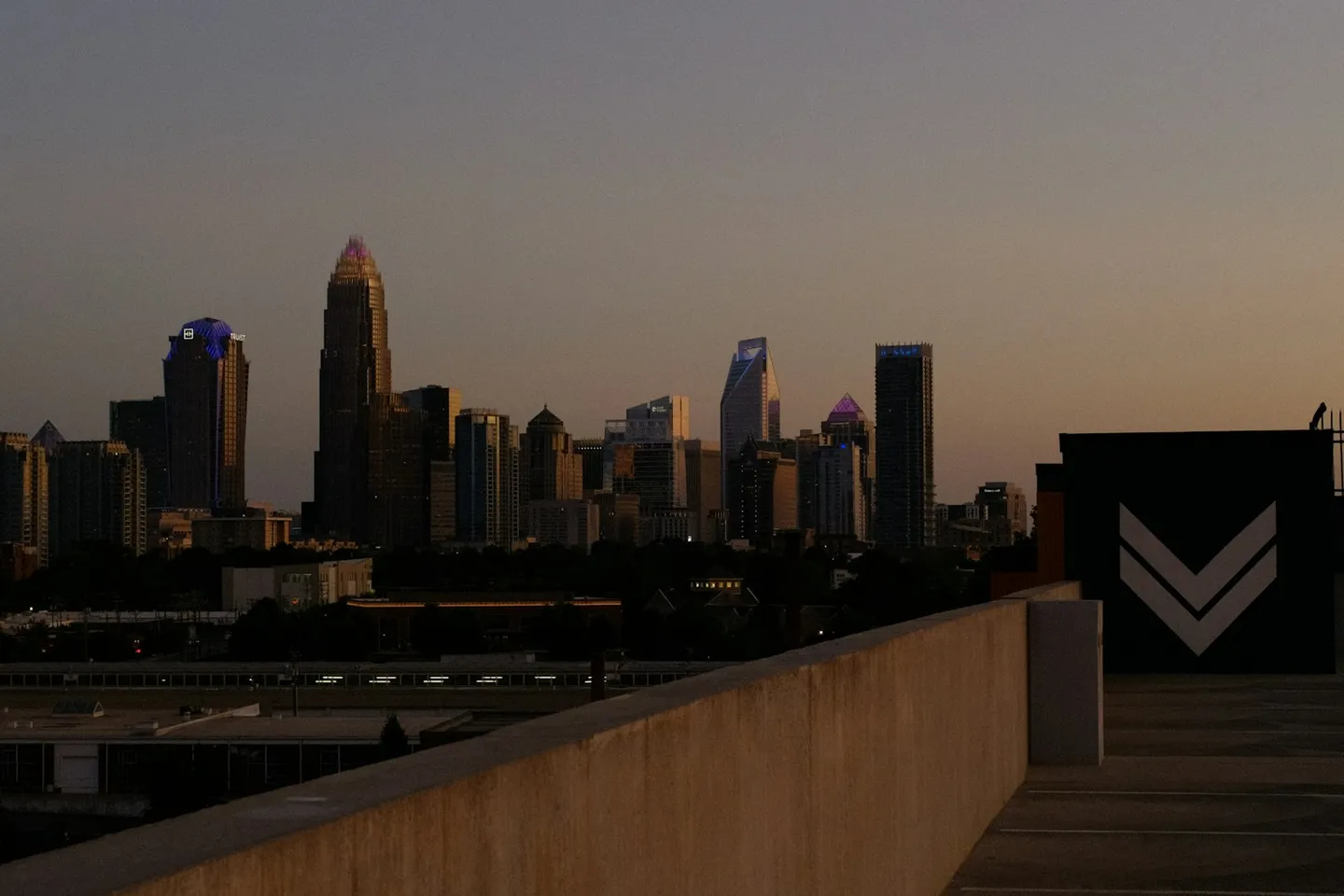 Uptown Charlotte skyline at dusk