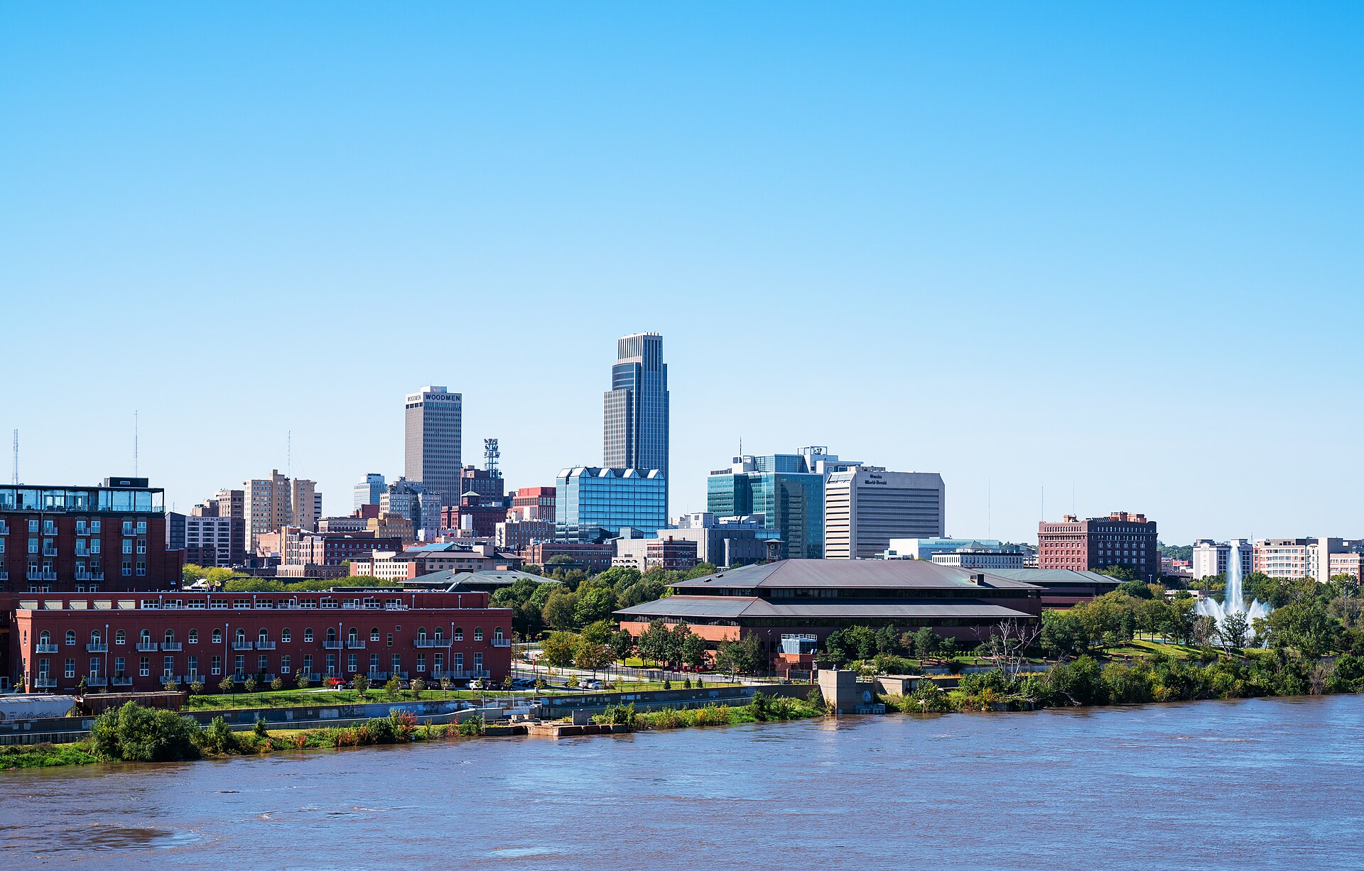 Downtown Omaha skyline viewed across the Missouri River